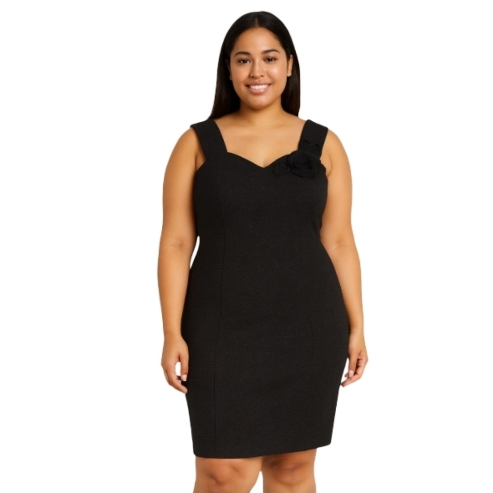 Connected Apparel Black Sheath‎ Midi Dress Women's Size 12